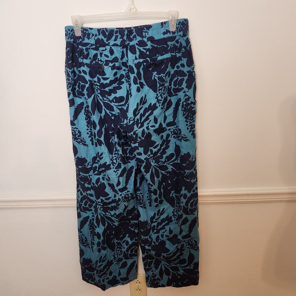 Soft Surroundings Pants Size Medium Womens Linen Blue Lucca Wide Leg Beachy Boho - Picture 5 of 9